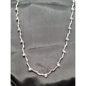 Vintage Necklace by Contessa silver tone bars with Rhinestone spacers